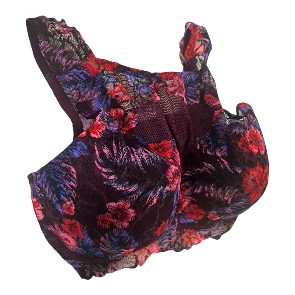 VICTORIA SECRET PINK VIVID FLORAL LACE PADDED UNDERWIRE BRA SIZE M DD - Picture 4 of 16